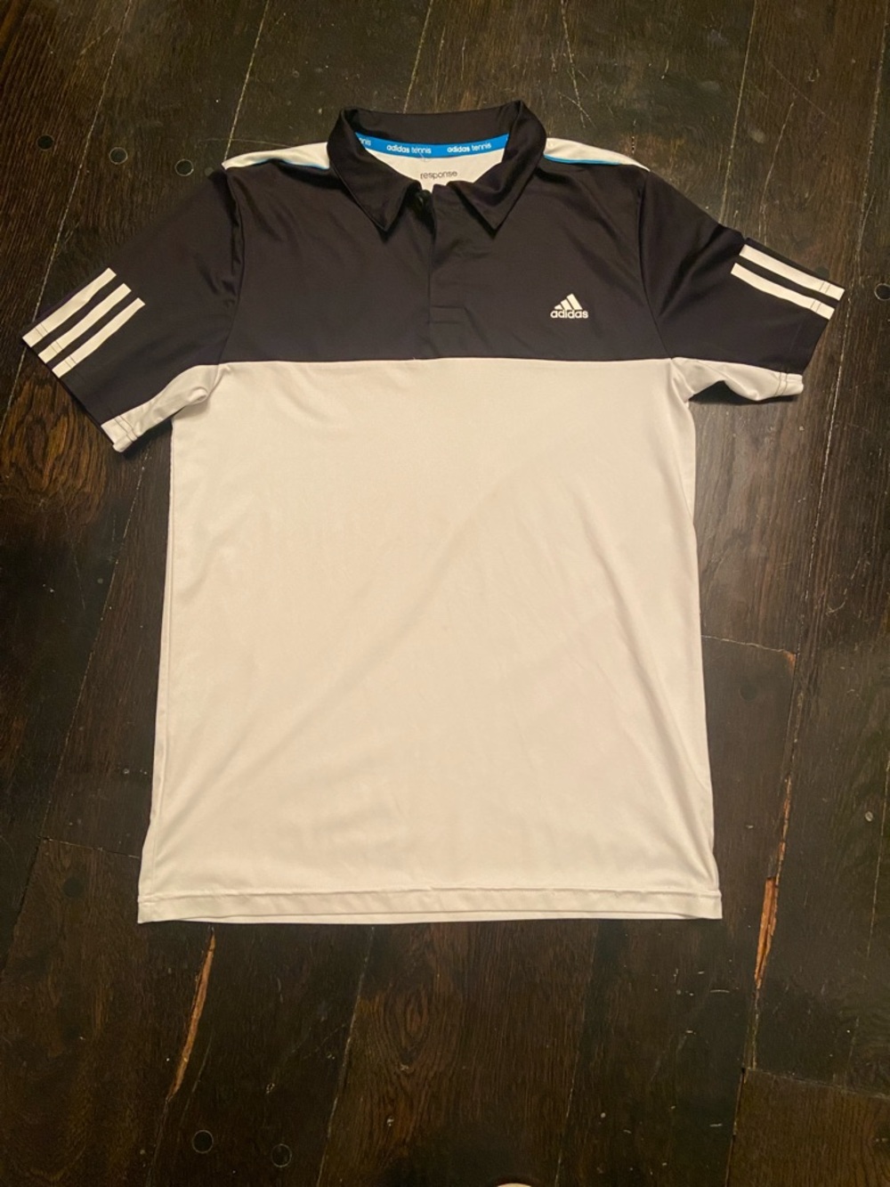 adidas Black and White Short Sleeve Polo
